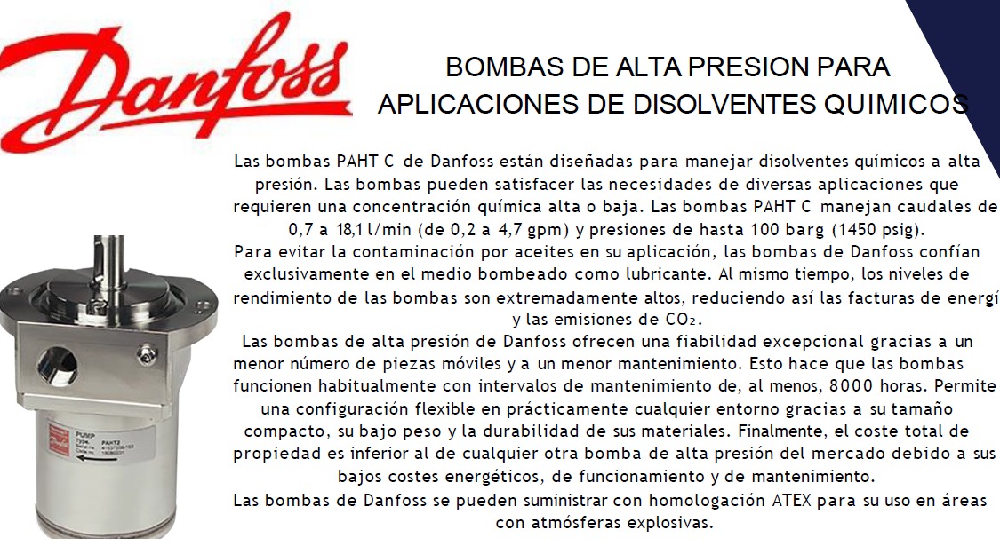 Bombas de alta presion para aplicaciones de disolventes quimicos